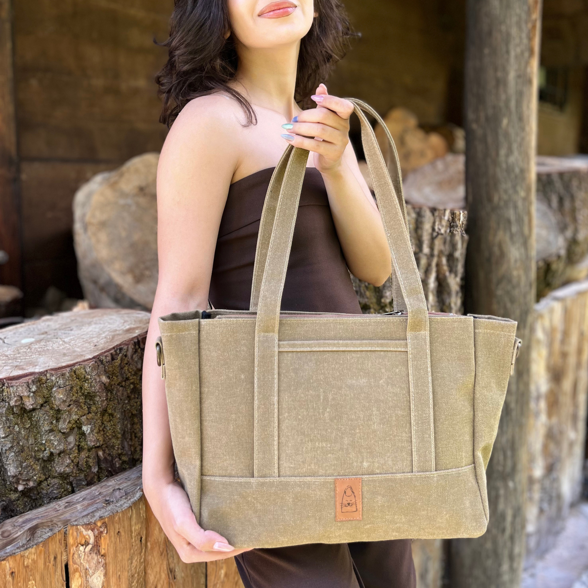 Büyük Boy Karamel Tote Çanta