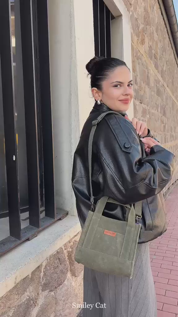 Küçük Boy Haki Tote Çanta